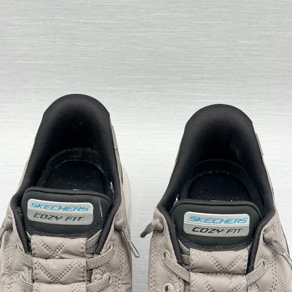 Skechers Slip Ins Men's 10.5 Shoes Grey Cozy Fit Quilted Hands Free 232619